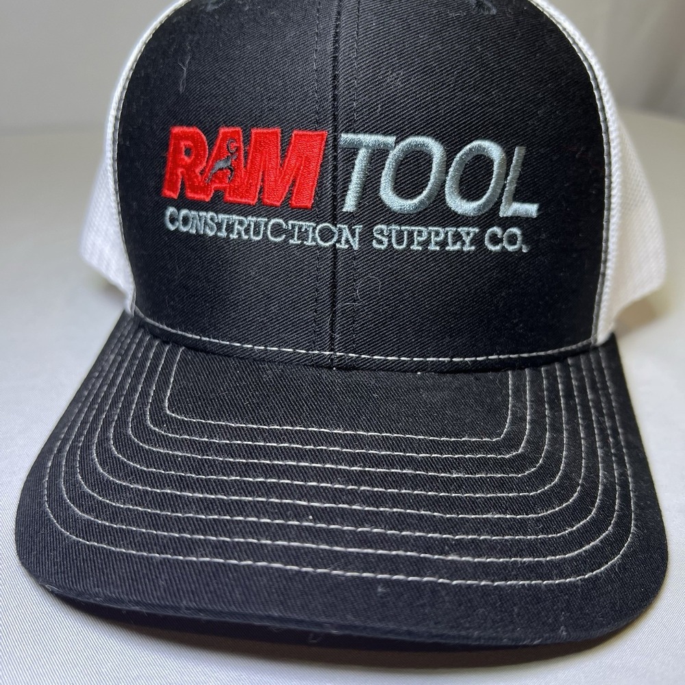 Ram Tool and Supply‎ Co Black Snap Back Baseball Cap Hat White Mesh Trucker